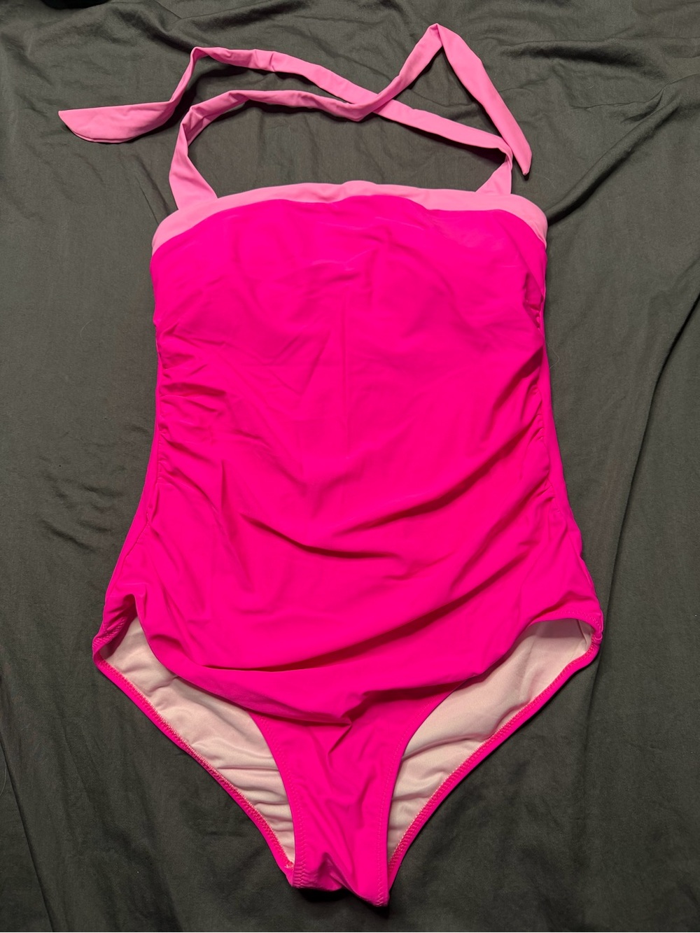 Bright Pink Halter One-Piece Swimsuit